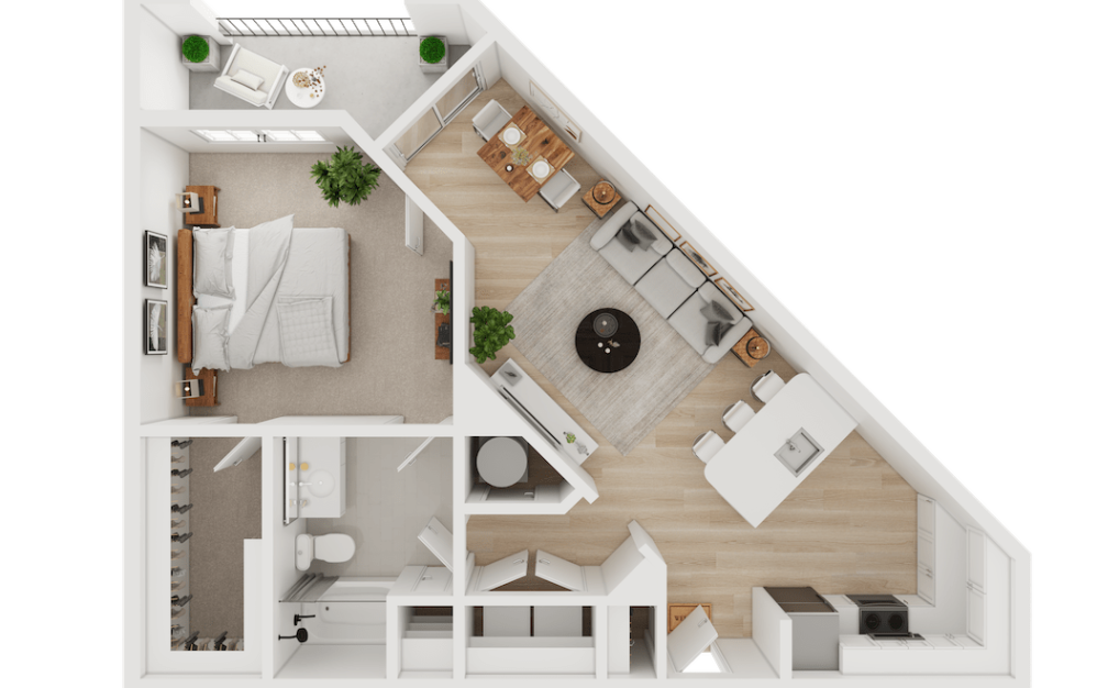A3 - 1 bedroom floor plan layout with 1 bathroom and 815 square feet