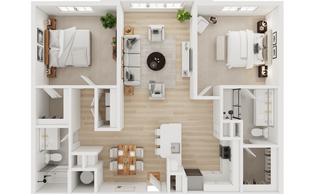 B1-ALT - 2 bedroom floor plan layout with 2 bathrooms and 1219 square feet B1-ALT - 2 bedroom floor plan layout with 2 bathrooms and 1219 square feet