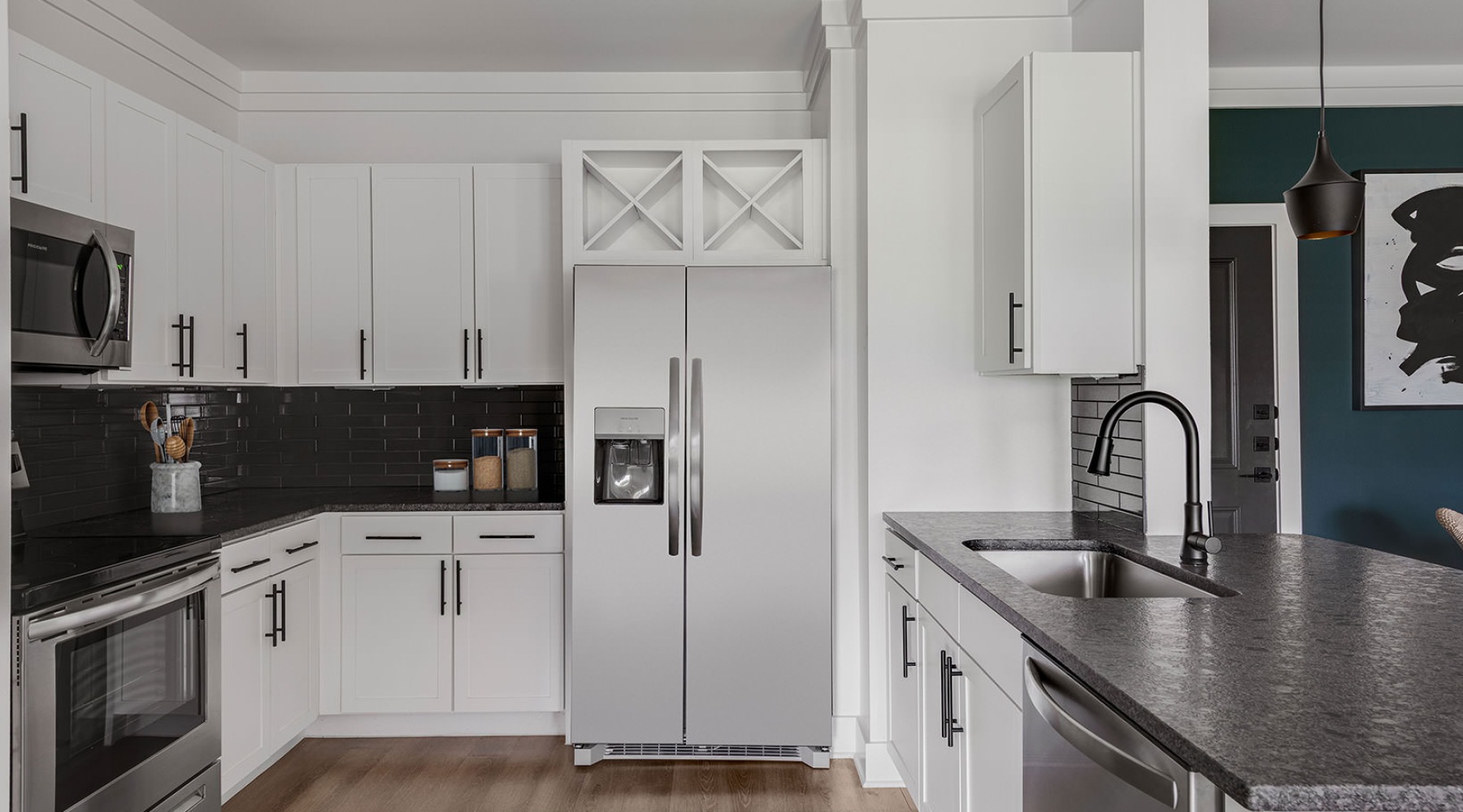 kitchen with open countertop